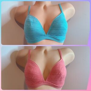 VTG Victoria's Secret 2pk Smooth Nylon Stripe Underwire Bras Size 36D